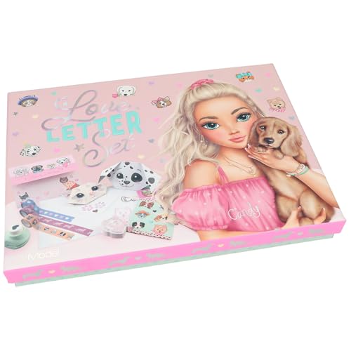 Depesche 12881 TOPModel Kitty y Doggy-Set de rotulación a Mano con diseño de Perros y Gatos, Incl. artículos de papelería, Sobres, Pegatinas, Sellos y Mucho más, Papel Plástico, Multicolor, 1 Piece
