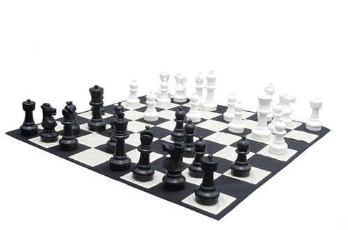 Juego de ajedrez completo para interior y exterior, 32 piezas, rey de 12 pulgadas, con tablero de nailon de 4 pies 7 pulgadas miniatura 1