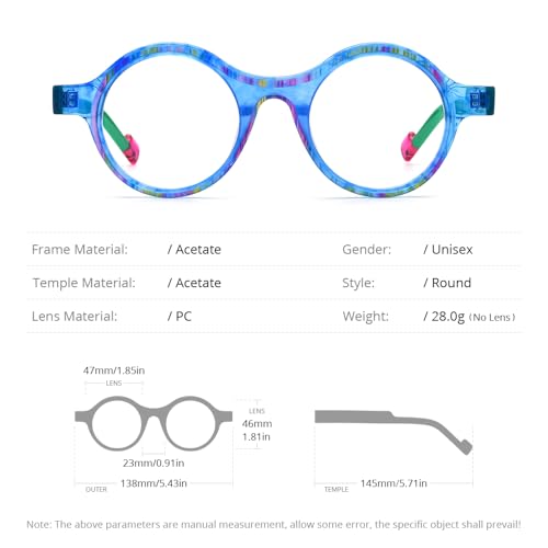 Image of HEPIDEM Multicolor Acetate Glasses Frame Women,Oversize Round Optical Eyeglasses 9345