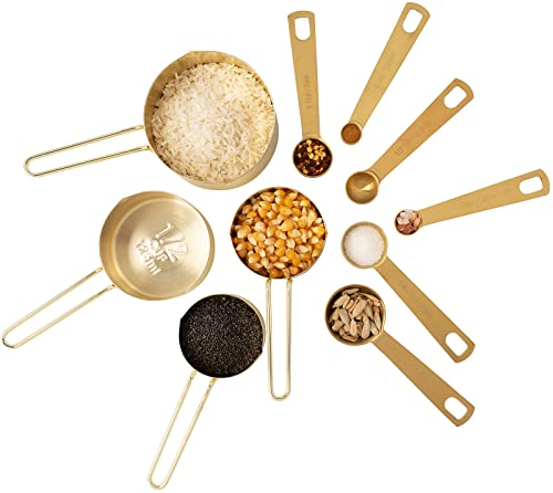 Gold Measuring Cups & Measuring Spoons 10-Piece Set (4 Cups; 6 Spoons)