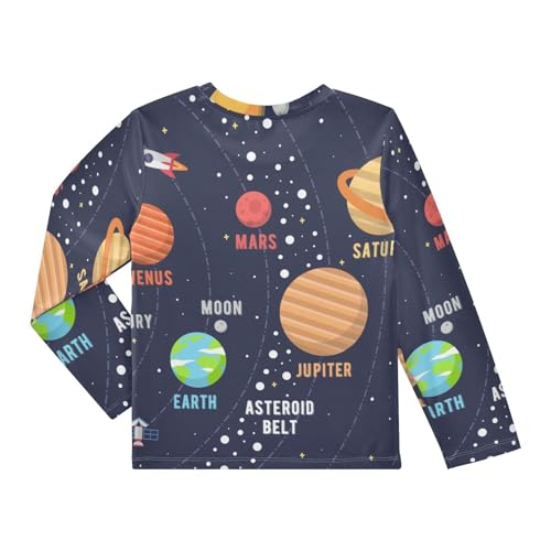 Aflyko Fun Boys' Rash Guard Shirts Solar System Science Swim Shirt 3-12T2