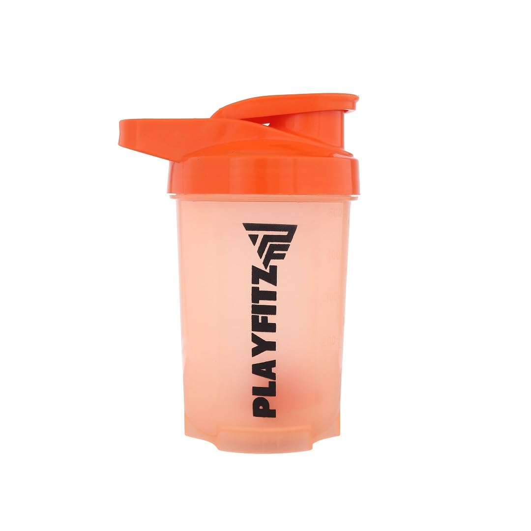 PLAYFITZ Wave Prime Shaker Bottle for Protein Mixes | 500ml. Pre Workout Shaker Bottles | Unbreakable Gym Protein Shaker Bottle with Rounded Bottom | Classic Loop Hook (Orange) (B0CQVPQTTX) Amazon Price History, Amazon Price Tracker