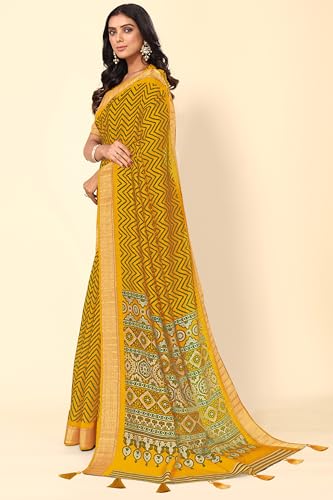 Image of MIRCHI FASHION Women Saree Cotton Silk Batik Block Printed | Breathable Office Wear and Regular Use Sari with Blouse Piece