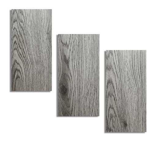 Image of Peel and Stick Vinyl Floor Tile Sample Kit (3-Pack, 12 inchx6 inch) Ash Grey Wood Look,Waterproof, Scratch Resistant for DIY Kitchen, Bathroom, Living Room & RV.