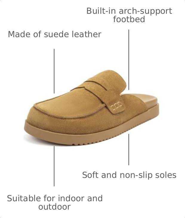 Image of AprCoco Womens Suede Clogs Non-Slip Platform Mules & Clogs for Women Comfort Slippers with Arch Support,Size 9.5，Chestnut