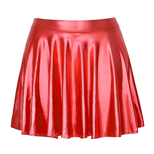 HDE Womens Metallic Casual Fashion Pleated A-Line Circle Skater Flare Skirt - image 7