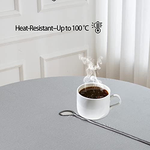 Liberecoo Round Tablecloth With Umbrella Hole -Stain Resistant & Waterproof Flannel Backed Vinyl Fitted Table Cover Elastic Edged Plastic Picnic Table Cover Outdoor #TOP4