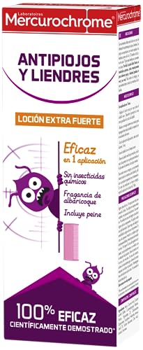 MERCUROCHROME - Loción Extra Fuerte - Antipiojos y Liendres -Eficaz en 1 Aplicación - Sin Insecticidas Químicos - Para Toda La Familia - Incluye Peine - 100% Eficaz, Científicamente Demostrado - 100ml