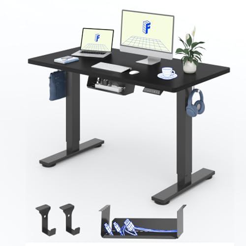 FlexiSpot Höhenverstellbarer Schreibtisch Basic–Mit Kabelmanagement, Haken und...