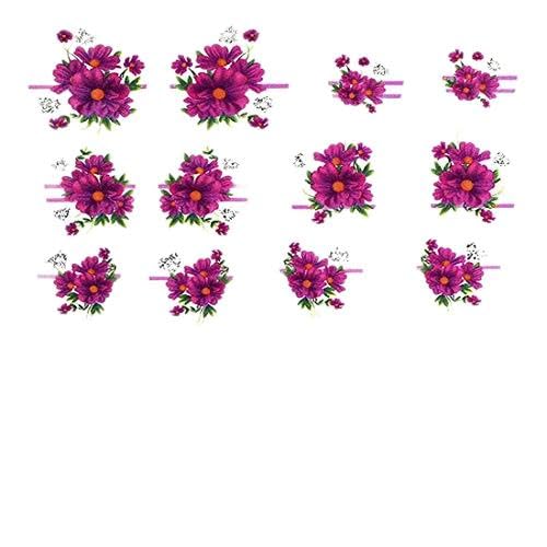 SENECIO Flower Bouquet Love Valentine Glitter BJC-070 Nail Art Manicure Decals Slide Water Transfer Stickers 1 Sheet Size :6.2 * 5.2cm-image-34