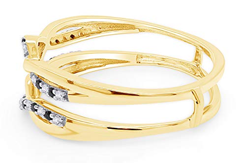 0.24 Carat Black & White Cubic Zirconia Twist Enhancer Guard Ring 14K Gold Over Sterling Silver3