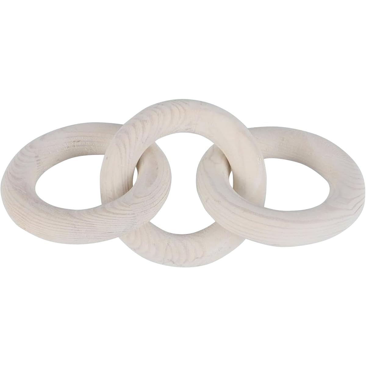 JOYWU Wood Knot Decor for Coffee Table,3-Link Wood Chain Link Decor,15cm White/Wood Color Knot Decorative Object,Rustic Decorative Chain Knot,Hand Carved Wooden Knot Decor for Home Decor (d-21cm)