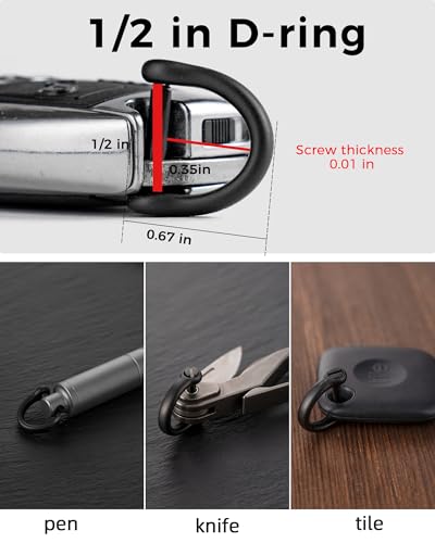 Image of FEGVE Titanium 360 Swivel Key Ring with 1 /2″ D Ring Keychain for Car Key | Very Mini Key Link Connector, Titanium ultra-light, Rust-proof, Anti-deform, Tangle-free Swivel