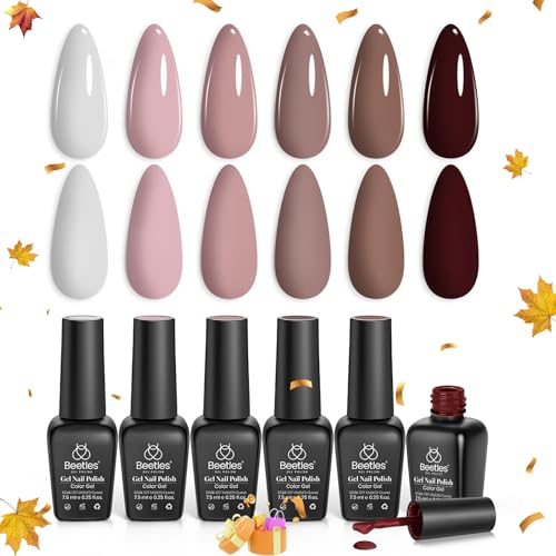 Beetles Fall Gel Nail Polish Set Brown Beige Mauve Pink Nude Whit...
