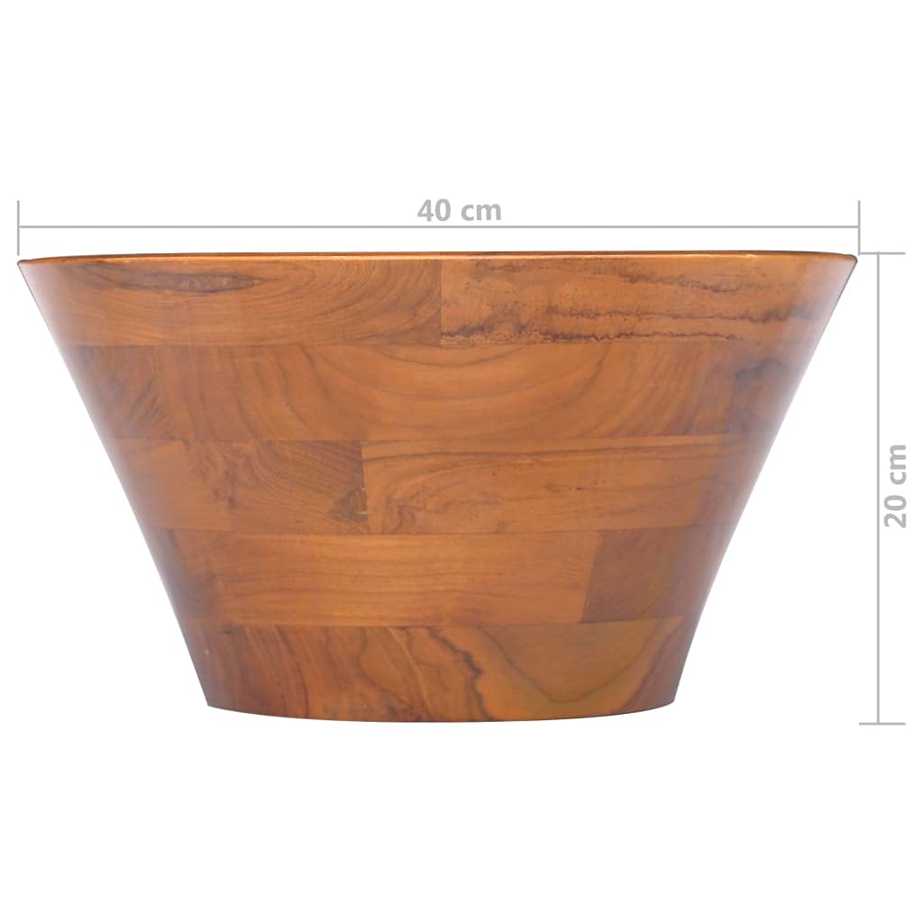 Lavabo in legno di teak massiccio con diametro di 40 x 20 cm, per bagno, salvaspazio, facile da pulire, adatto per ristrutturazione, montaggio a parete o sopra