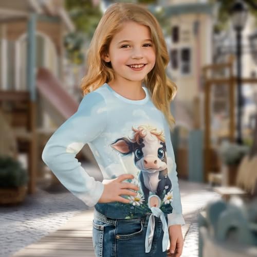 Tee Shirts for Girls 5-12T Lightweight Fall/Winter Pullover Tops Graphic Tees with Front Tie Long Sleeve Clothes3