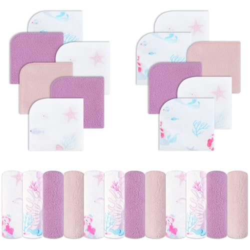 Image of Viviland Baby Washcloths 24 Pack, Toddler Wash Cloths for Bath, Super Soft & Absorbent Bath Towel for Newborn and Infants, Baby Towels Care for Baby's Sensitive Skin