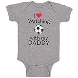 Cute Rascals Baby Bodysuit I Love Watching Soccer with My Daddy Soccer Boy & Girl Baby Clothes Funny Cotton Oxford Gray Design Only 18 Months