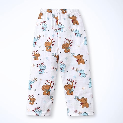 Image of The Boo Boo Club Kids 100% Cotton Muslin Printed V Neck Long Sleeve TopBottom Set | Night Suit for Baby Girl and Boy