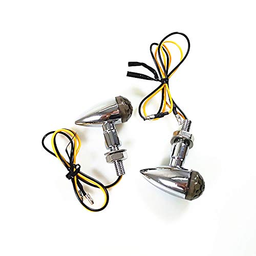 2x Universal Motorcycle Bike 8mm Mini Turn Signal LED Blinker Indicator Amber Light For Harley Honda Yamaha Suzuki Touring (chrome&smoke)