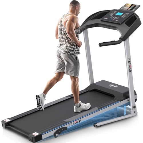Image of Incline Treadmill Foldable, Smart Portable Treadmills for Home with Body Fat Measurement & Heart Rate Sensor, 3.5HP Heavy Duty Folding Treadmill 400 LB Capacity with Silent Shock Absorption