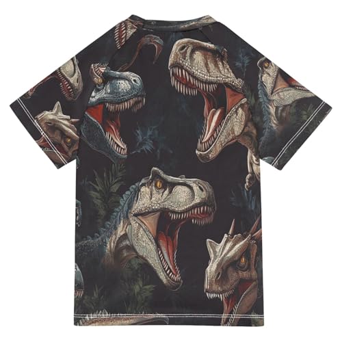 Kids Swimsuit Dinosaur T-rex Cartoon Sunscreen T-Shirts Swimwear Sets UPF 50+2