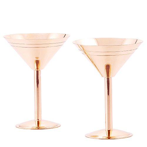 Old Dutch Solid Copper Martini Glasses, set of 2