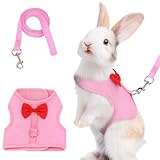 Kaninchen Leine, Hasenleine für Zwergkaninchen, 120cm Weiches Leine,Hasen Zubehör, Kaninchen Geschirr Für Katzen, Kleine Hunde Und Andere Kleine Haustiere(Rosa, M)