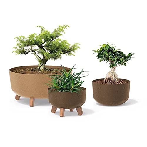 Prosperplast Macetero Color café, con Patas Desmontables, Redondo, colección Gracia de 38 x 38 x 19,5 cm, Capacidad de 14,3 L.