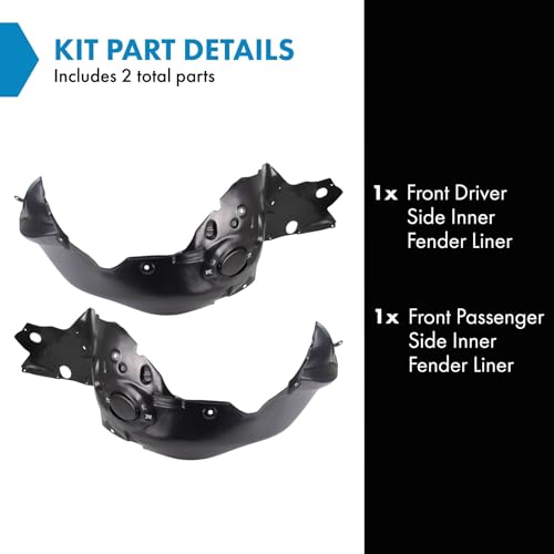 Image of TRQ Front Inner Fender Liner Set Compatible with 2006-2009 Ford Fusion 2006 Lincoln Zephyr Mercury Milan FO1250136 FO1251136