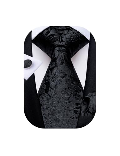 Image of DiBanGu Mens Paisley Tie Set Silk Woven Jacquard Necktie and Pocket Square Cufflinks Gift Set for Wedding Bussiness