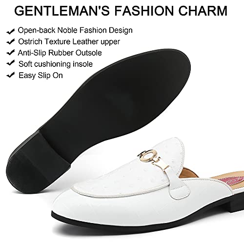 Men's Slip-on Mule Sandals Loafer with Gold Buckle,Fashion Leather Formal Wear Casual Backless Dress Slippers3