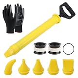 Vexnaro Pistolet à Joint 5 en 1 en Plastique ABS, Pompe à Mortier avec 2 Jeux de Buses et Gants, Seringue à Coulis pour Calfeutrage Joints Carrelage Mur Sol, Kit Manuel pour Bricolage Maison