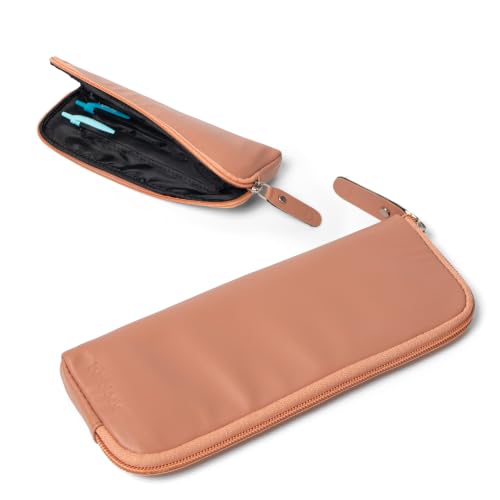 Image of Bellblock Premium Stationery & Pencil Pouch | Aesthetic Pencil Case for School, Office | Portable Pouch for Stationery | Compact Pen Pouch | Vegan Leather (Peach)