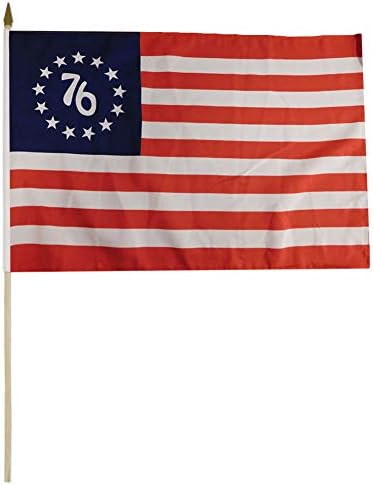 Trade Winds Betsy Ross 76 Historical 13 Star 12x18 12"x18" 100D Polyester Stick Flag 30" Wooden Staff image 3