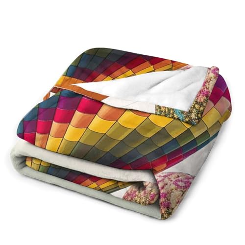 Couverture micro polaire montgolfière flanelle 152cm pour lit - 7
