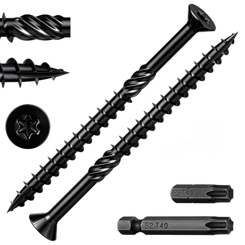 Image of Wensilon 5 /16 * 5 inch Black Deck Screws, (31pcs) 2 lbs.Exterior Wood Screws, Rust Resistant Epoxy Coated, Bronze, Star Bit
