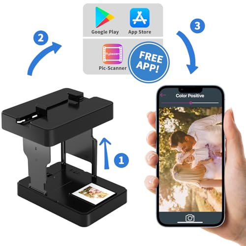 Mobile Film Scanner 35mm, Slide & Negative Scanner Slide Viewer Converts 35mm Slides & Negatives to Digital Photos (2AA Batteries Included) Black - Thumbnail 5