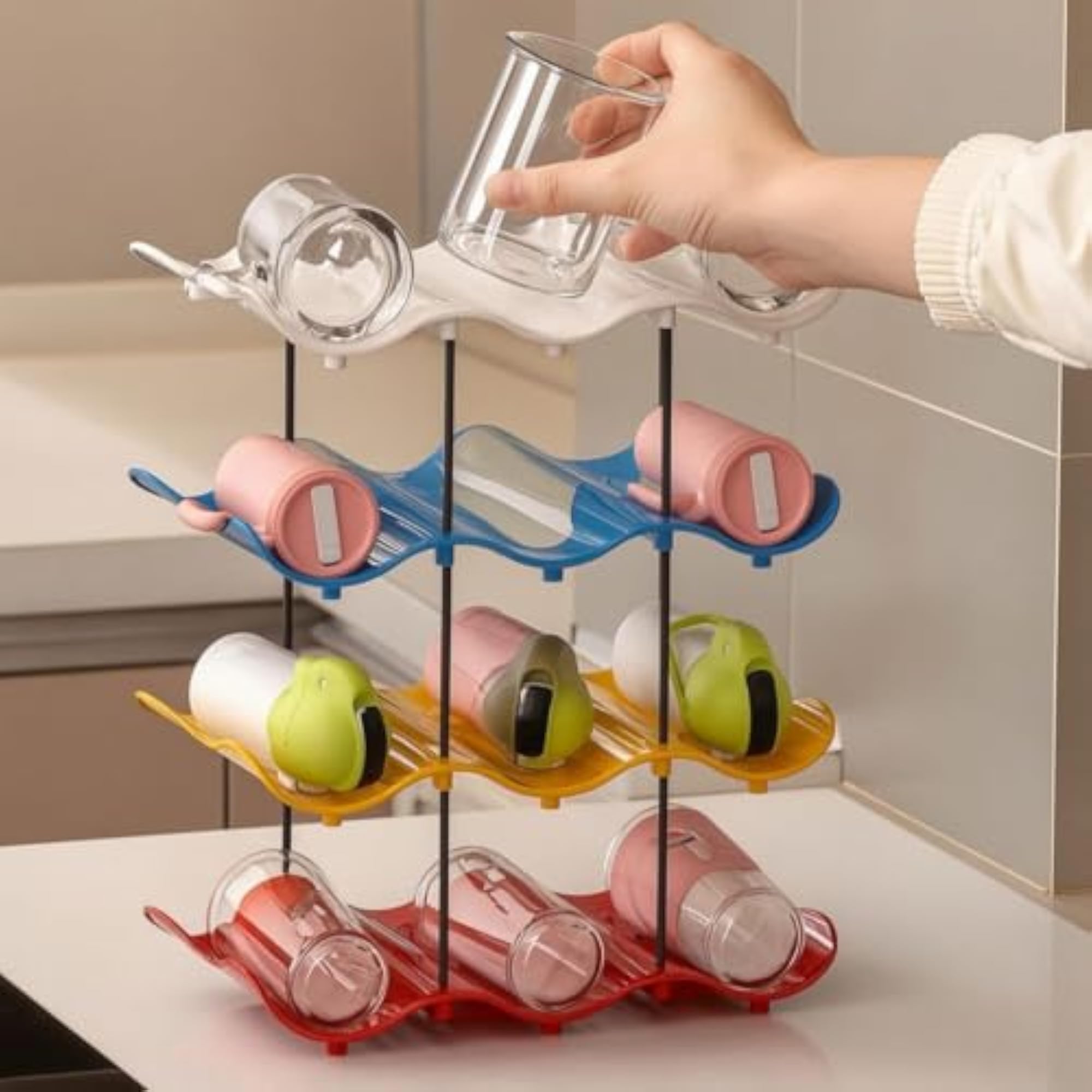 Wave-Shaped Cup Storage Rack, Tiered Coffee Mug Holder