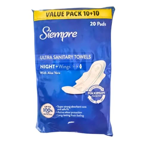 Siempre Ultra Sanitary Towels Night + Wings 20 Pack