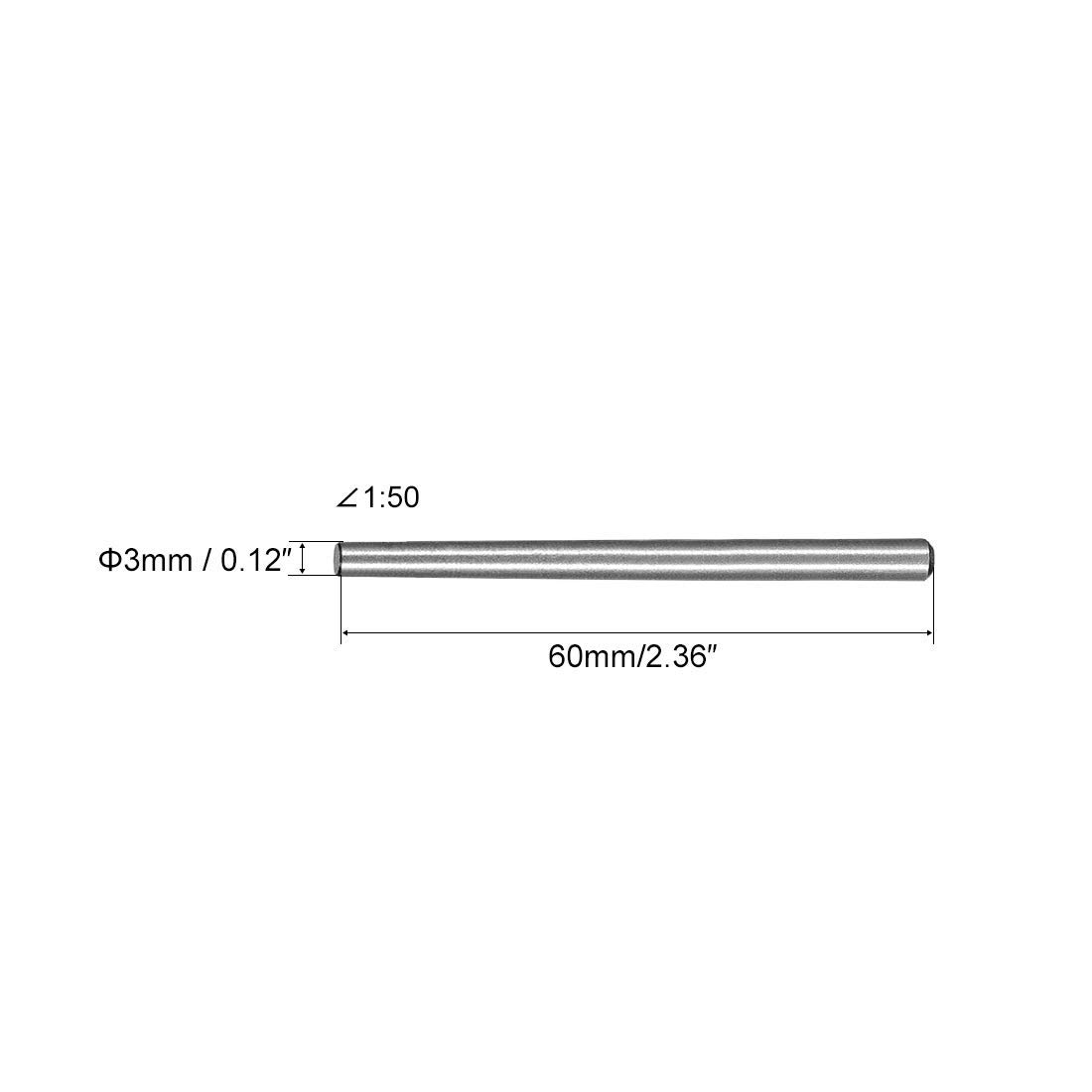 45# acciaio al carbonio GB117 60 mm lunghezza 3 mm piccolo diametro di estremità 1:50 perno conico 25 pezzi