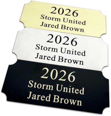 SINKAA Custom Engraved Trophy Name Plates | 2.5" x 1" Personalized Award Plates for Perpetual Trophies, Fantasy Football, Esports, Fishing & Golf (Gold) - 1