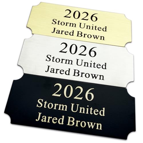 SINKAA Custom Engraved Trophy Name Plates | 2.5" x 1" Personalized Award Plates for Perpetual Trophies, Fantasy Football, Esports, Fishing & Golf (Gold)