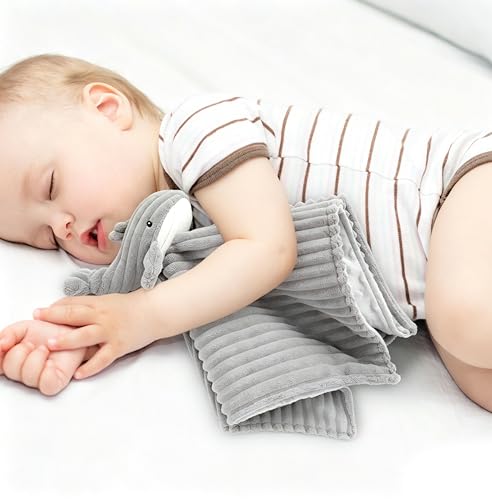 Image of Baby Security Blanket for Boys and Girls Lovey Whale 15 Inch Grey