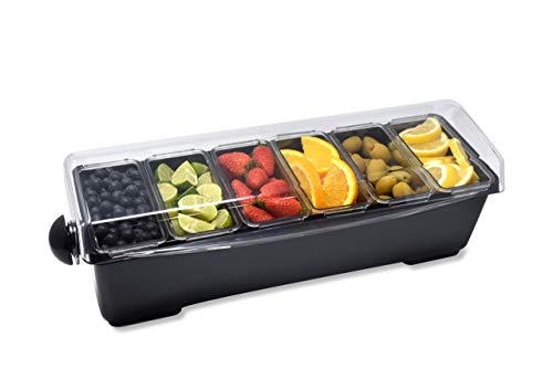 Chabrias Ltd Premium 6-Compartment Condiment Dispenser – Elegant Black Garnish Tray for Domestic & Commercial Use, Hygienic Storage, Effortless to Clean, Ideal for Garnishes & Condiments - Image 2