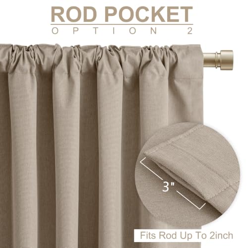 Image of Linen Total Blackout Curtains for Bedroom 90 Inch Long Burlywood Birch