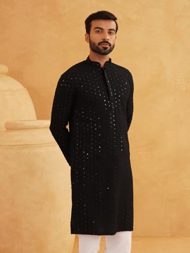 Image of SOJANYA Premium Embellished Cotton Kurta with Sequin Detailing