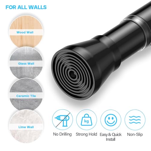 Image of MEXAU 2Pack Spring Tension Curtain Rod 29-64 inch Black Small Tension Rod