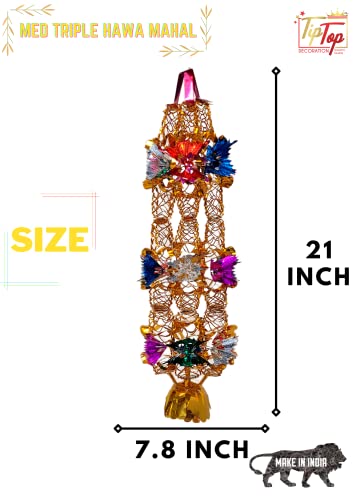 Image of Classic Metallic Folding Paper Hanging Lamps Chandeliers Garland (Multicolor) (Medium Triple Hawa Mahal, 6 Pieces)