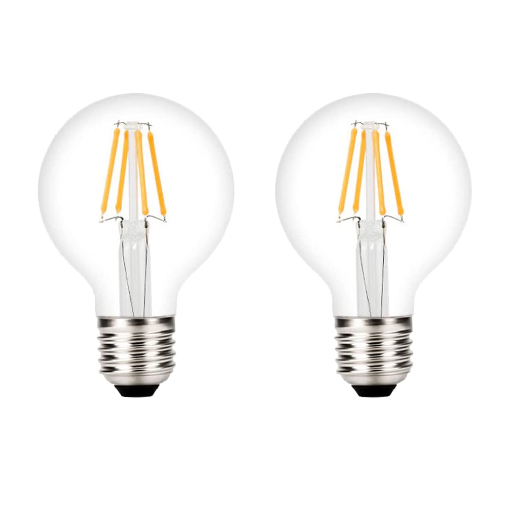 4W G80 E27 80mm Edison Globo Retro Bombilla LED Filamento, Luz Blanco Cálido 2700K, 400 Lúmenes, Reemplazo de 40W Hálogena Bombilla, No Regulable, 2 Unidades